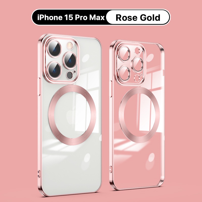 เคสไอโฟน 15 Pro Max 15 Plus แม่เหล็ก ปลอกใส อ่อนนุ่ม รองรับการชาร์จแบบไร้สาย การชุบ กันกระแทก ปกป้องกล้อง ป้องกันเลนส์ เคส iPhone 15 Pro Max
