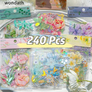 Wonda สติกเกอร์ PVC ใส ลายดอกไม้ หลากสี สําหรับตกแต่ง DIY