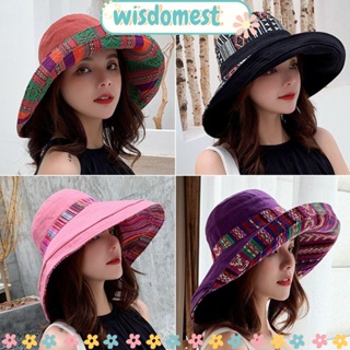 WISDOMEST หมวกบักเก็ต กันแดด แบบพับได้ เหมาะกับเดินชายหาด แฟชั่นฤดูร้อน