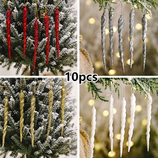 ⭐NEW ⭐10PCS Simulation Ice Xmas Tree Decorations Fake Icicle Hangings for Festive Feel