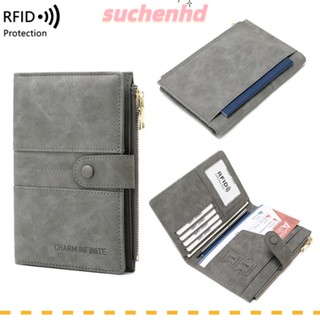 Suchenhd RFID ปกหนังสือเดินทาง เดินทาง แบบพกพา หนัง จัดระเบียบเอกสาร