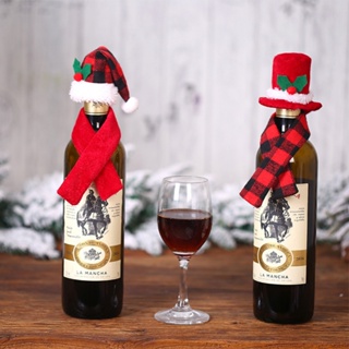 ⚡XMAS⚡Dress up your Wine Bottles with Santa Hats and Scarves Christmas Decor Set of 5