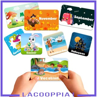 [Lacooppia1] ปฏิทินรายเดือน พร้อมการ์ด 114 ใบ สีดํา เพื่อการศึกษา