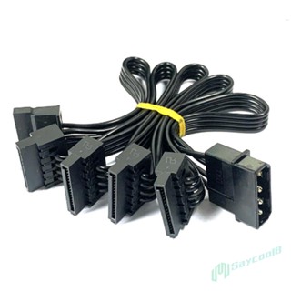 ✪Saycool✫【คุณภาพสูง】สายเคเบิ้ลพาวเวอร์ซัพพลาย Molex 4 Pin Male to SATA 15 Pin Female 1 to 5 Cord 30 นิ้ว ·