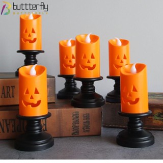 Buttterfly เชิงเทียนพลาสติก LED รูปฟักทอง สีส้ม 12 ชิ้น