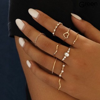 【GH】แหวนนิ้วมือ สวยหรู สไตล์วินเทจ เรียบง่าย สร้างสรรค์ ของขวัญ สําหรับสุภาพสตรี 9 ชิ้น ต่อชุด