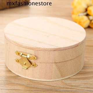 Mxfashione กล่องไม้ ทรงกลม สไตล์วินเทจ สําหรับเก็บเครื่องประดับ ต่างหู แหวน DIY