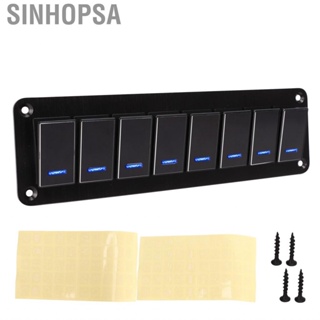 Sinhopsa 8 Gang Rocker Switch Panel 12‑24V Aluminum Alloy 3 Pin Blue  Toggle On Off Light Control forCar RV Motorcycle Bus Trailer UTV