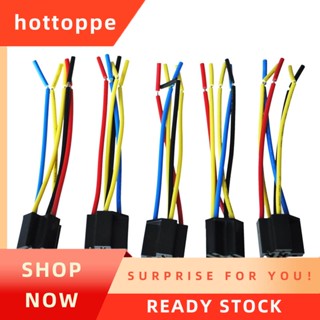 【hottoppe】ซ็อกเก็ตรีเลย์เชื่อมต่อสายไฟ Dc 12V 5 Pin สําหรับรถยนต์ 5 ชิ้น