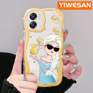 เคสโทรศัพท์มือถือ ซิลิโคนนิ่ม ใส กันกระแทก ลายการ์ตูนเอลซ่าน่ารัก สีครีม สําหรับ OPPO A57 2022 A77 2022 A57s A77E A77S