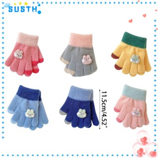 Susth ถุงมือผ้าขนสัตว์ถัก สีพื้น สําหรับเด็กทารก อายุ 0-3 ปี