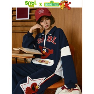 Sesame Street x SNBL American Set sweatshirt pullover sweatpants trendy brand two-piece set เสื้อหนาวชุดสนามบิน เอลโม่