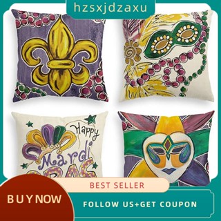 【hzsxjdzaxu】ปลอกหมอน ลายมาร์ดิกราส Fleur De Lis 4 ชิ้น สําหรับโซฟา วันหยุด