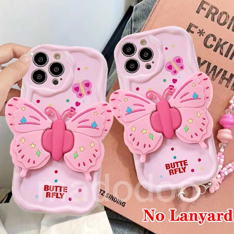 เคสซัมซุง Samsung Galaxy A55 A35 A25 A15 A05 A05S A54 A34 A24 A14 4G 5G A73 A72 A53 A52 A52S A33 A23 A13 A12 A32 A22 LTE A02 A02S A03S A03 A04 A04E M34 M02 M22 M32 M12 J7 Prime Cream Edge Cute Cartoon Butterfly Stand Soft Phone Case 1NY 51