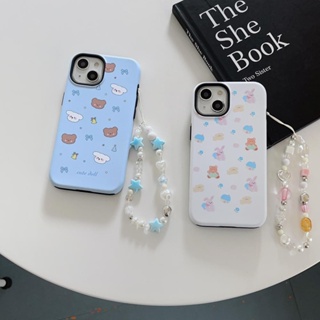 เคสโทรศัพท์มือถือแบบแข็ง ลายหมี และกระต่าย สําหรับ iPhone 11 12 12Pro 12ProMax 13 13Pro 13ProMax 14 14Pro 14ProMax