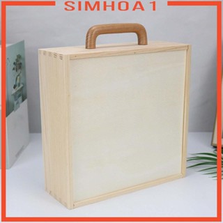 [Simhoa1] กล่องของขวัญ กล่องไม้เปล่า พร้อมฝาปิด แบบพกพา สําหรับงานแต่งงาน บ้าน DIY