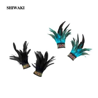 [Shiwaki] สายรัดข้อมือ ประดับขนนก ลายดอกไม้ สไตล์ชนเผ่า