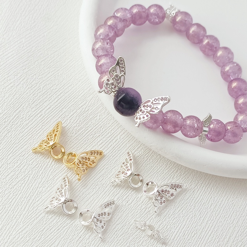 Spacer คู่ 14K Micro-Inlaid Zirconium Butterfly Wings DIY