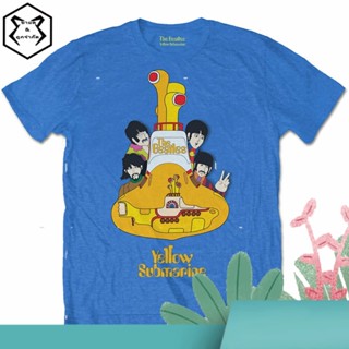 เสื้อยืดผ้าฝ้ายพิมพ์ลายขายดี เสื้อยืดวงดนตรีTop Sale Mens Short Sleeve The Beatles Yellow Submarine Sub T-Shirt New Sum