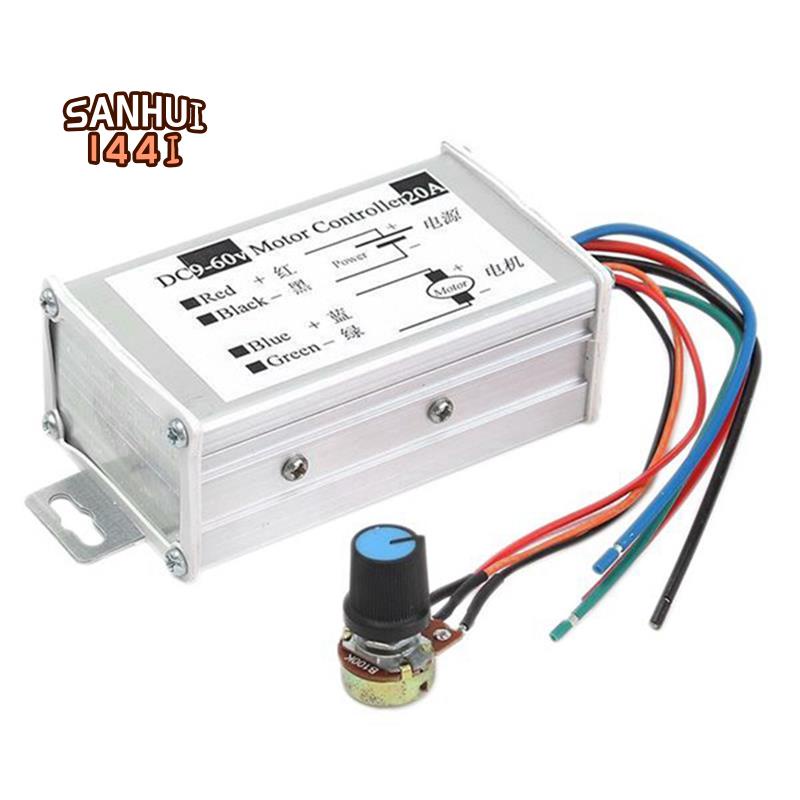 มอเตอร์ควบคุมความเร็ว DC9V 12V 24V 48V 60V 20A PWM มอเตอร์ควบคุมความเร็วตัวควบคุมไดร์เวอร์ 0-1200W ปรับ Current
