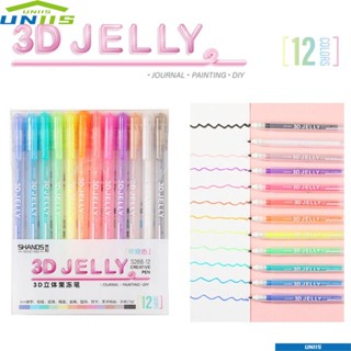 Uniis ปากกาเจลลี่เคลือบเงา 6/12 สี สําหรับวาดภาพ ระบายสี และแก้ว