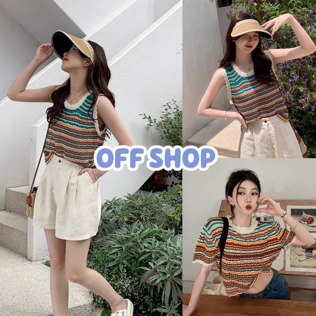 OFF SHOP พร้อมส่ง (OFF-CZ020/CZ019) เสื้อถักไหมพรม หลายเฉดสี ขายแยกชิ้น 2แบบ -C