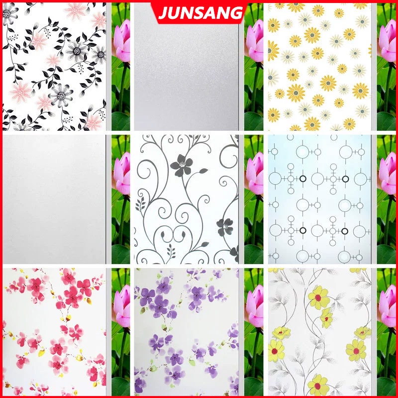Junsang 45/60/90 ซม.ทึบแสง Frosted กาวห้องนอนความเป็นส่วนตัวฟิล์มหน้าต่างป้องกัน