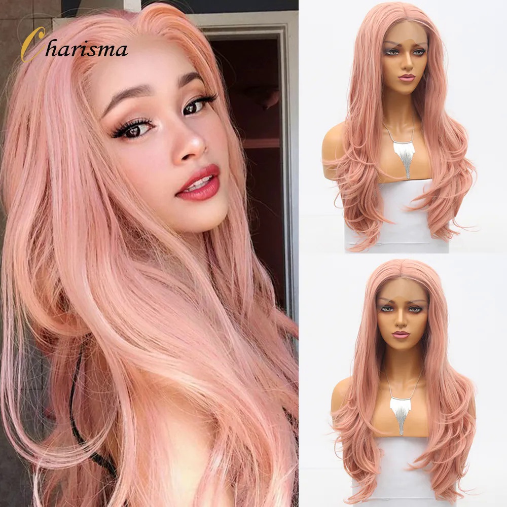 Charisma Body Wave Lace Front Wigs Pink Synthetic Lace Wigs for Black Women Free Part Lace Front Wig