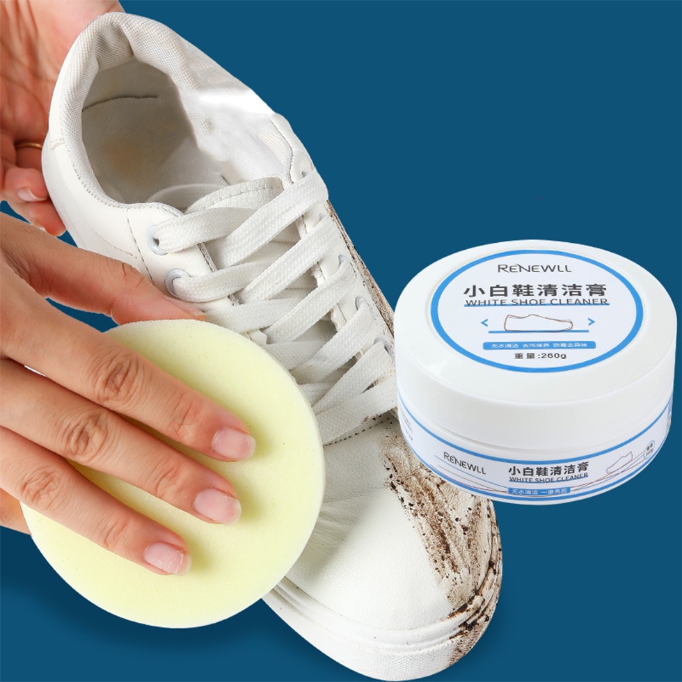 ครีมขัดรองเท้าขาว น้ำยาขัดรองเท้าขาว White Shoe Cleaner พร้อมฟองน้ำสำหรับขัด