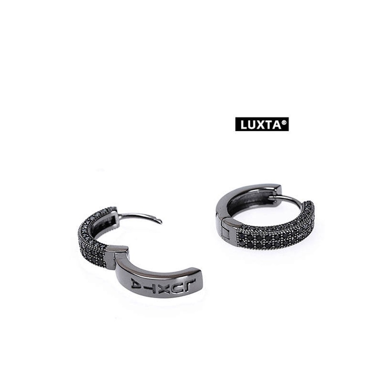 Original S925 Silver Black Earrings Men's Hip Hop Micro Rhinestone Electroplated Black Gold High Sense Personalized Earrings 069M