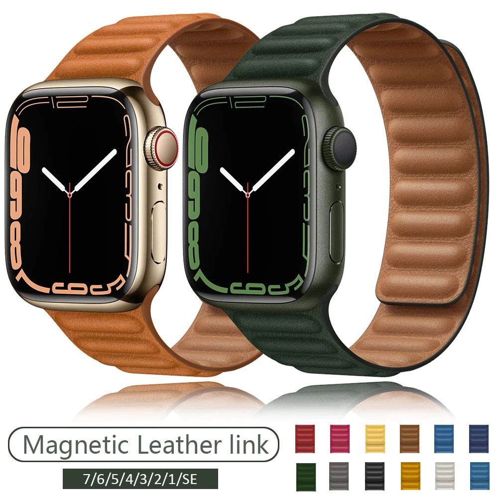 สายนาฬิกาข้อมือหนัง แบบแม่เหล็ก สําหรับ Apple Watch Band 45 มม. 41 มม. 44 มม. 40 มม. 49 มม. iWatch Series 8 Ultra 3 SE 6 7 7XCD