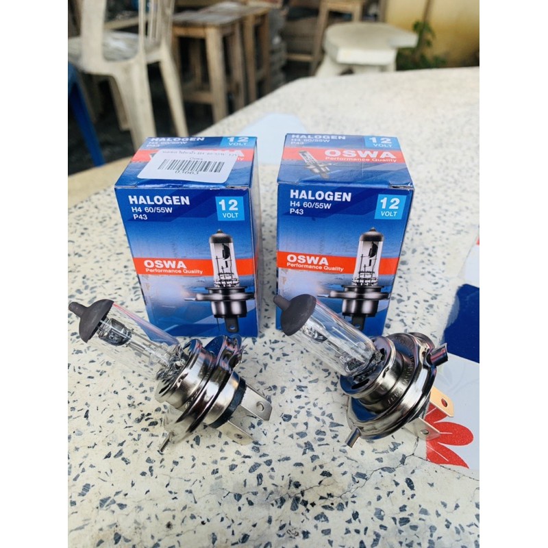หลอดไฟหน้ารถ  H4 12v 100/90 w สว่างมาก OSWA คู่ละ 179.-