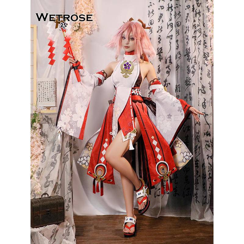 [Wetrose] ชุดคอสเพลย์อนิเมะ Genshin Impact Yae Miko SSR วิกผม รองเท้า