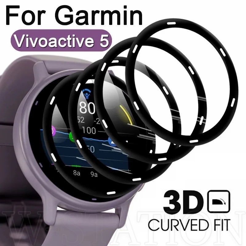 ฟิล์มกันรอย แบบนุ่ม เต็มรูปแบบ สําหรับ Garmin Vivoactive 5 / HD ใส โค้ง นาฬิกา ฟิล์ม / ป้องกันรอยขีดข่วน คอมโพสิต ป้องกันหน้าจอ