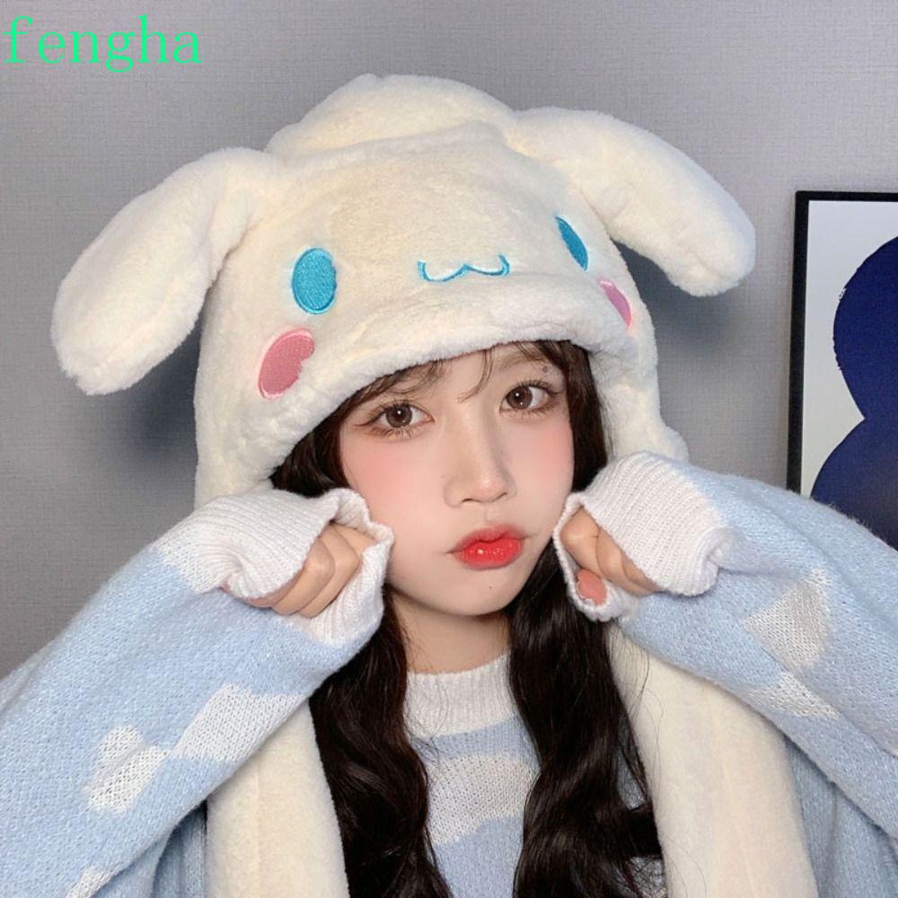 Fengha หมวกตุ๊กตานุ่ม รูปการ์ตูน My Melody Cinnamoroll Kuromi ขยับหูได้ สําหรับเด็ก ผู้ใหญ่