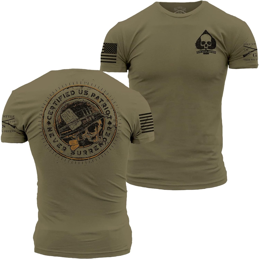 เสื้อยืดผ้าฝ้ายผู้ชาย Grunt Style Patriot Seal เสื้อยืดผู้ชาย 4XL , 5XL , 6XL