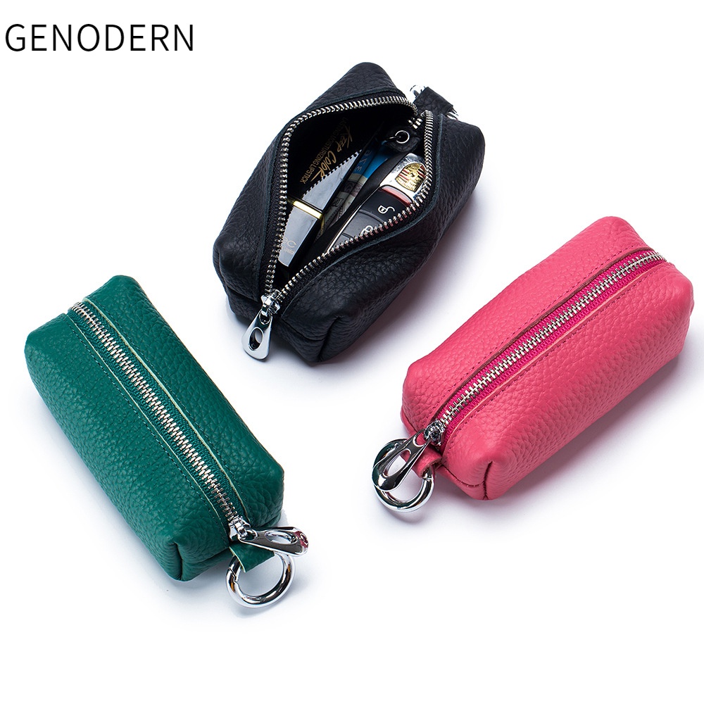 Genodern ชั้นแรก หนังวัวแท้ ความจุขนาดใหญ่ เคสกุญแจผู้หญิง