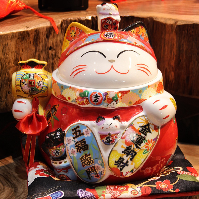 🎀จัดส่งที่รวดเร็ว🎀แมวกวัก นําโชค ญี่ปุ่น/ ของขวัญกวนๆ/ แมวกวัก/แมวกวักกล้ามโต/กระปุกออมสิน ของตกแต่งบ้าน เครื่องประดับ