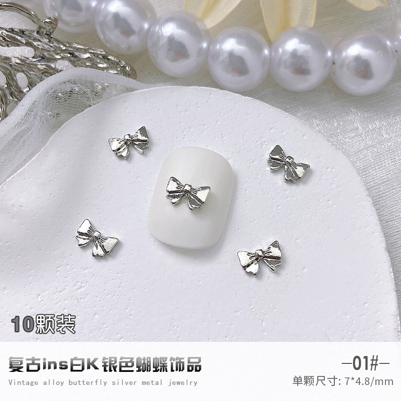 โบว์โลหะอัลลอย รูปปีกผีเสื้อ ขนาดใหญ่ หรูหรา สําหรับตกแต่งเล็บ 10 ชิ้น - รูปที่ 4