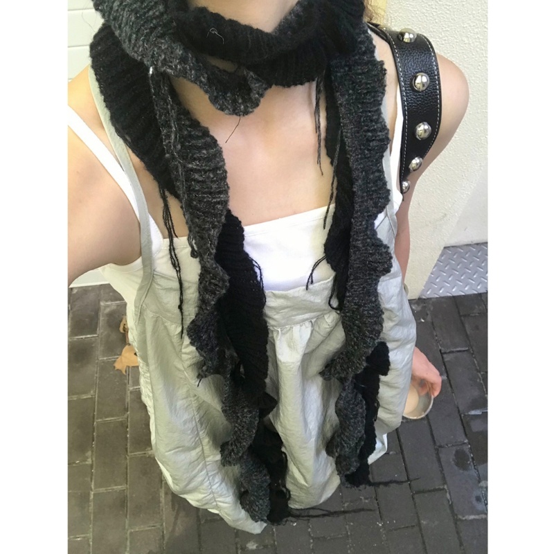 King ผ้าพันคอ สกินนี่ แบบบาง ผูกเชือกยาว ผูกกระเป๋า ผ้าพันคอ โช้กเกอร์ วัฒนธรรมย่อย สําหรับผู้หญิง สไตล์ Y2K