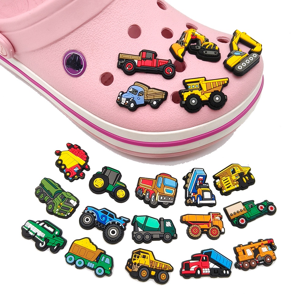 จี้รูปรถขุด Jibbitz น่ารัก ของแท้ อุปกรณ์เสริม สําหรับรองเท้า Crocs รถบรรทุก วิศวกรรม สําหรับเด็ก