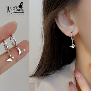 We Flower ต่างหูห่วงเงิน S925 รูปผีเสื้อ กันแพ้ สไตล์เกาหลี …