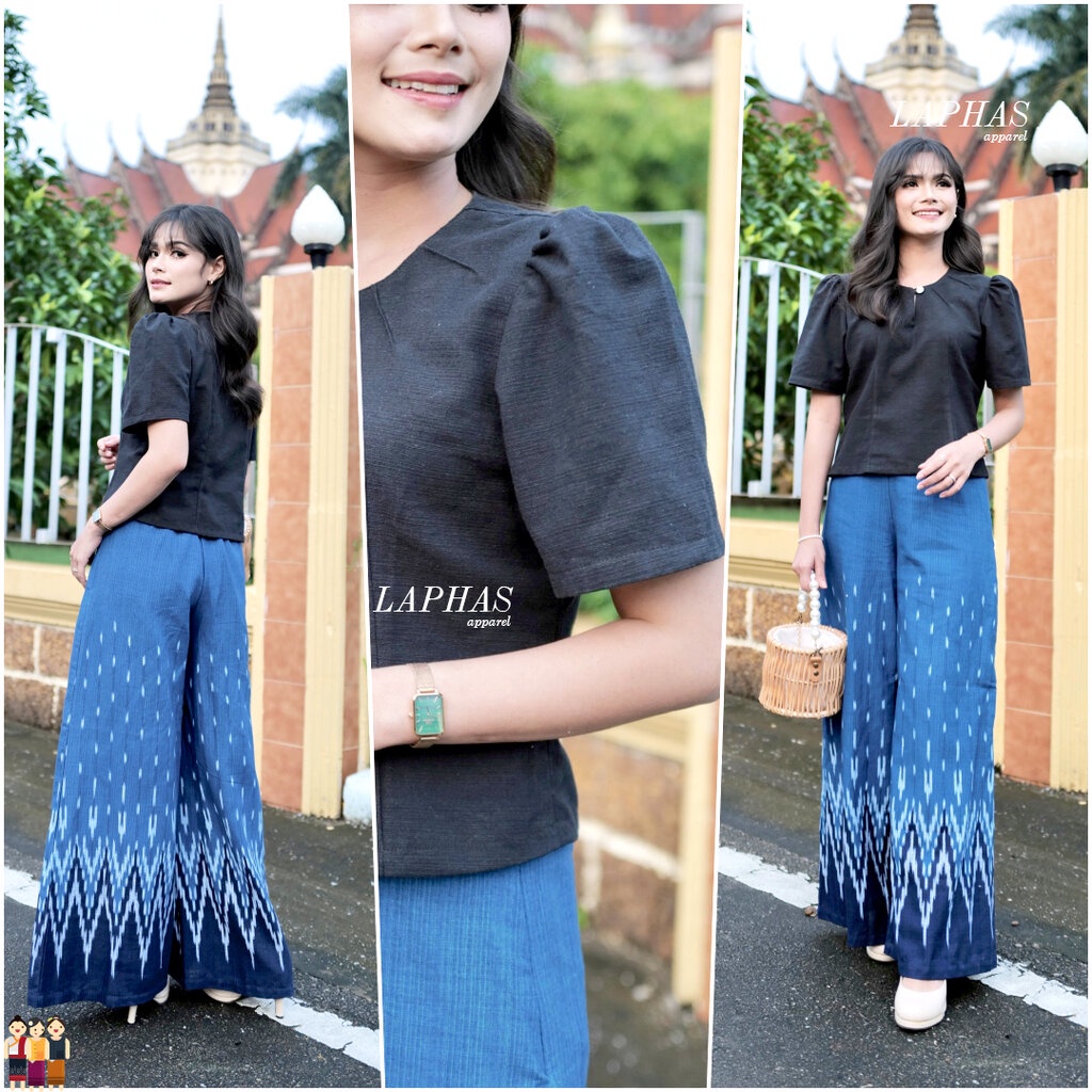 เสื้อแขนตุ๊กตา [มีสีให้เลือก] ผ้าฝ้ายฝอกนุ่มใส่สบาย ผ้าฝ้าย 100% กระดุมน่ารัก เสื้อผ้าฝ้ายคอกลม นางแบบใส่จริง LaPhas
