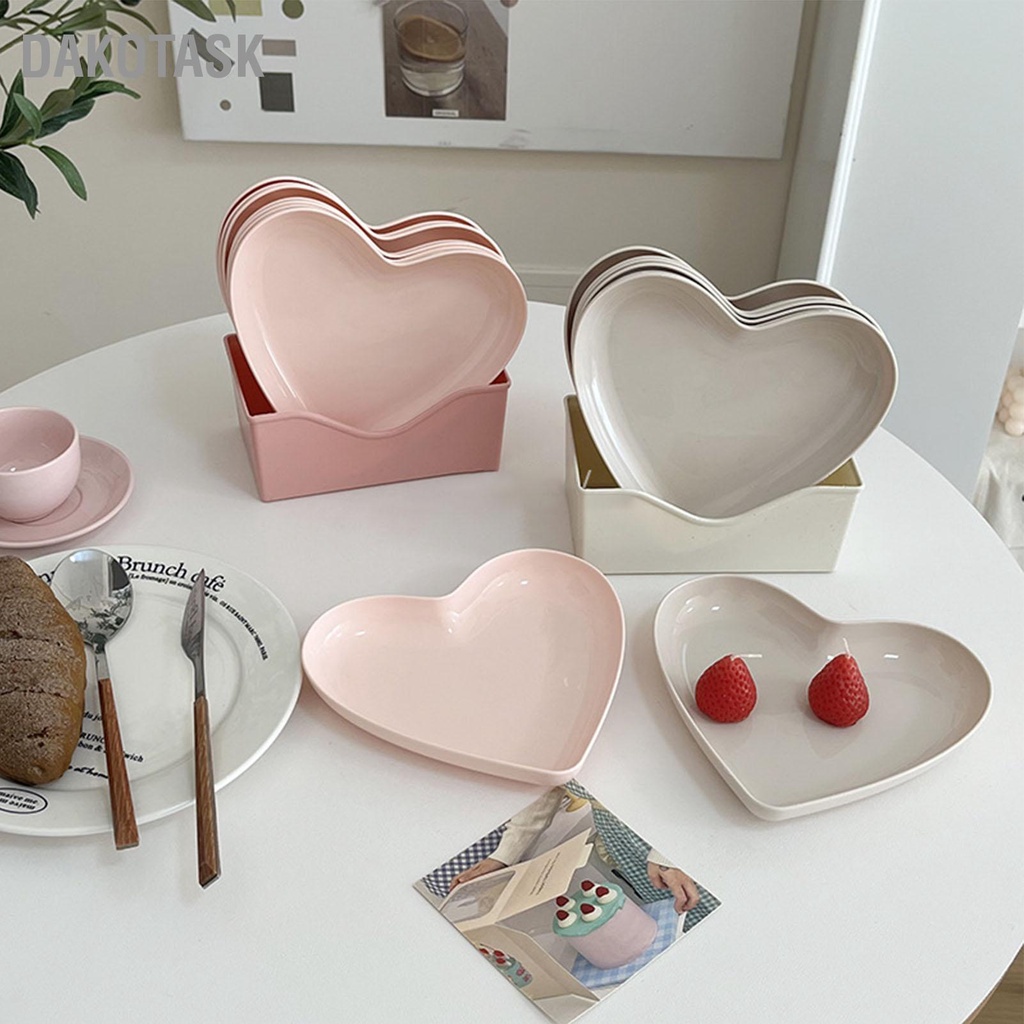 DAKOTASK เสิร์ฟ Platter Heart Shape จานอาหารค่ำพลาสติกทำความสะอาดง่ายอเนกประสงค์อาหารเย็นสำหรับงานปาร์ตี้งานแต่งงาน