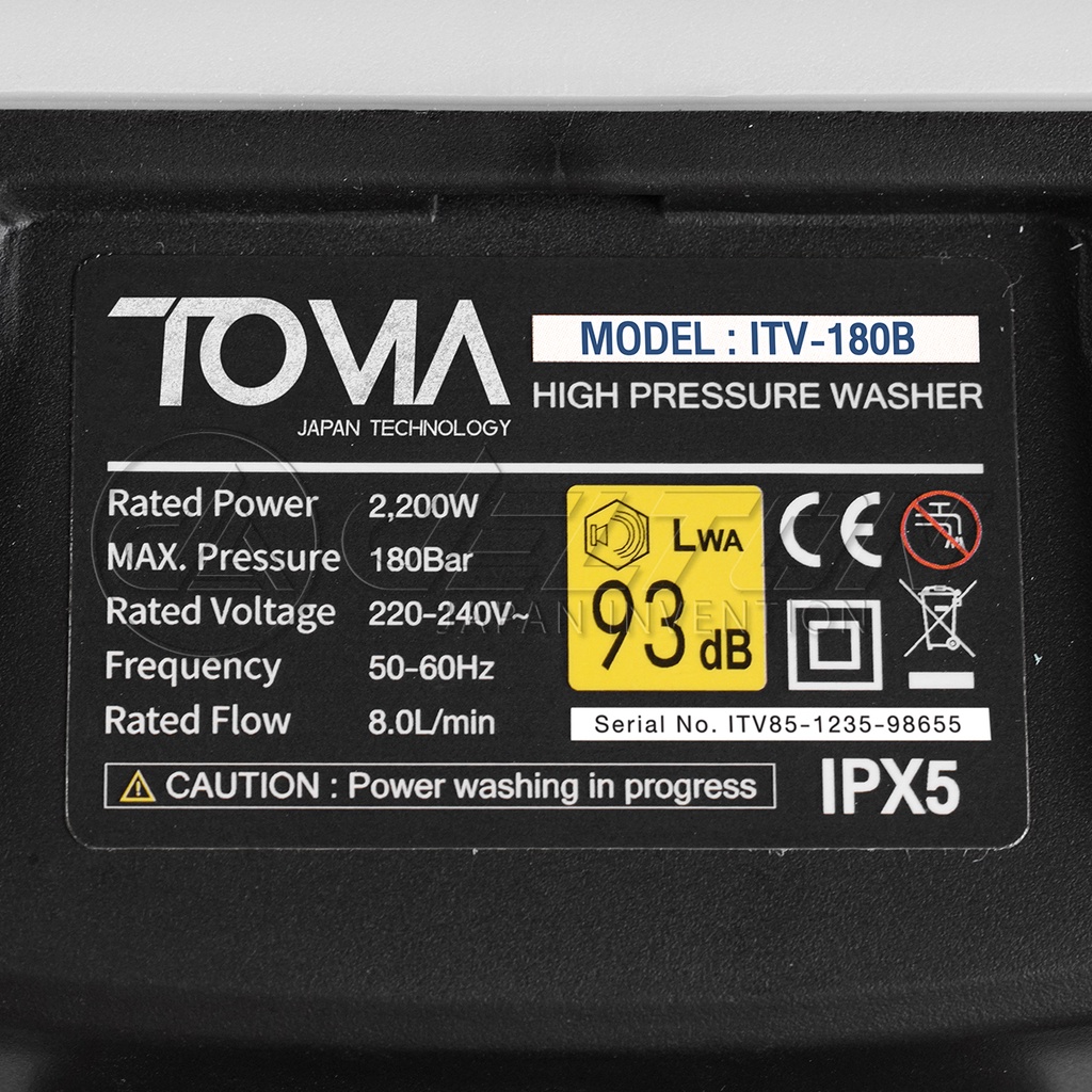 TOMA JAPAN เครื่องฉีดน้ำแรงดันสูง 180 บาร์ 2200 วัตต์ High Pressure Washer V-SERIES รุ่น ITV-180B - รูปที่ 4