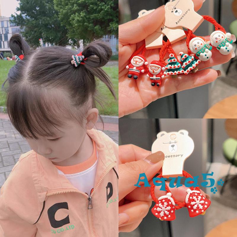 Aqq- ยางรัดผมหางม้า ซานตาคลอส กวาง สโนว์แมน คริสต์มาส อุปกรณ์เสริม สําหรับเด็กผู้หญิง