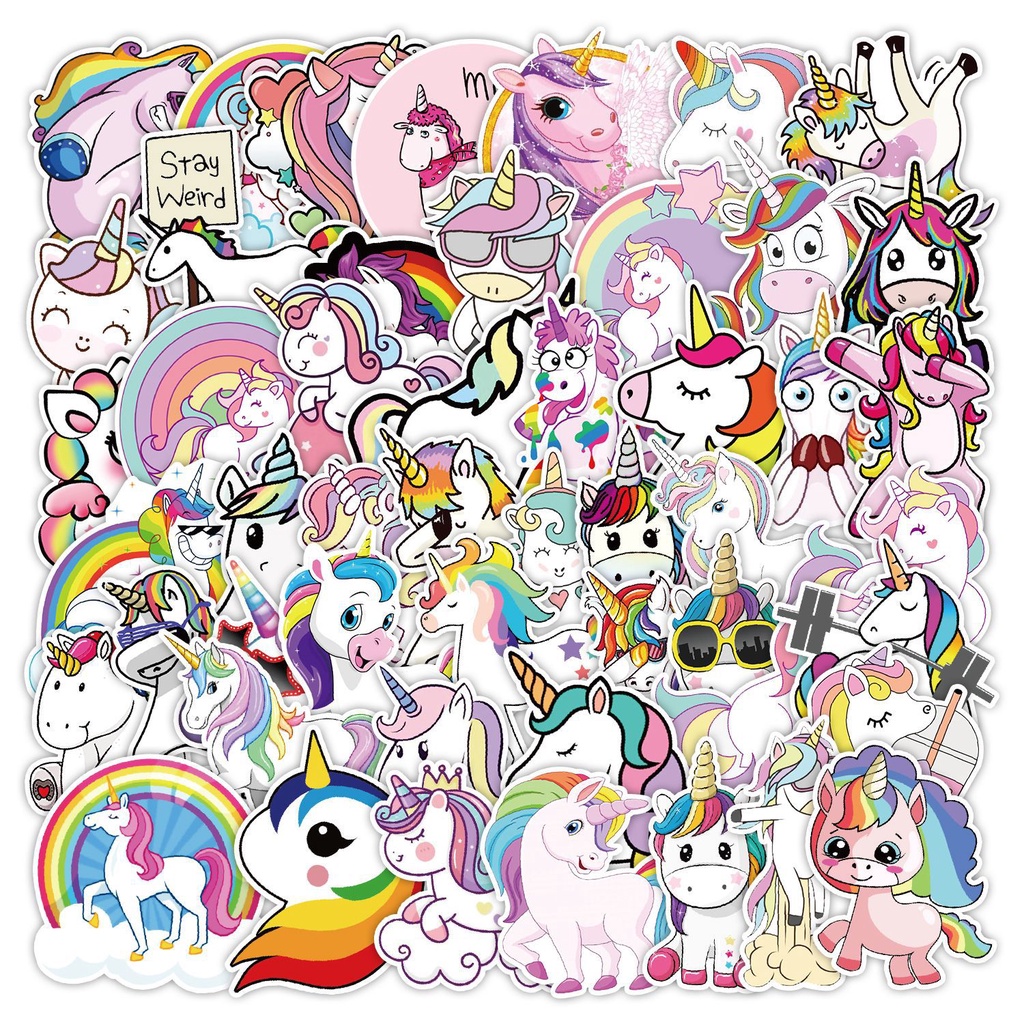 ❉ สติ๊กเกอร์ Rainbow Unicorn Series 02 สีสันสดใส ❉ 50 ชิ้น/เซ็ต DIY แฟชั่นสติ๊กเกอร์ Doodle กันน้ํา