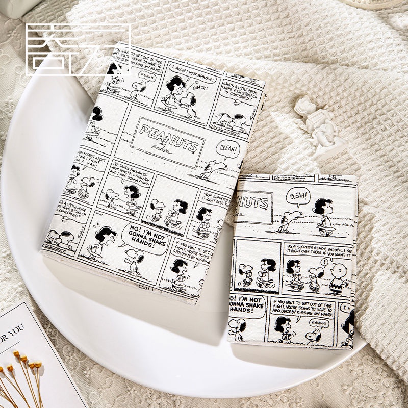 Jiyun ตู้หนังสือ ผ้าการ์ตูน A5 A6 สนูปปี้ ปกหนังสือ ผ้า Hobo ปรับได้ ปกสมุด