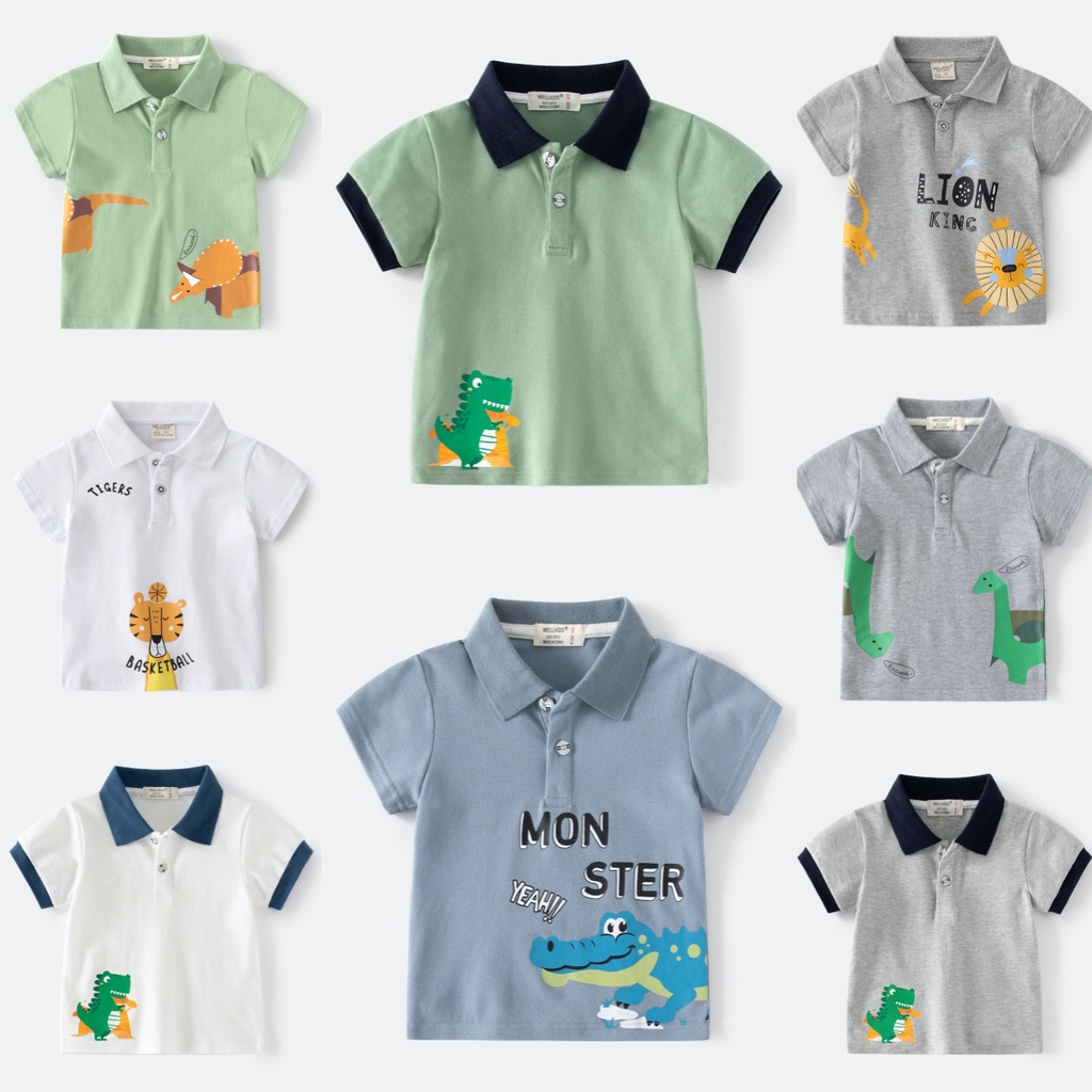 เสื้อโปโล แขนสั้น สไตล์เกาหลี แฟชั่นฤดูร้อน สําหรับเด็กผู้ชาย -1111 ราคาถูก Shopee Lazada