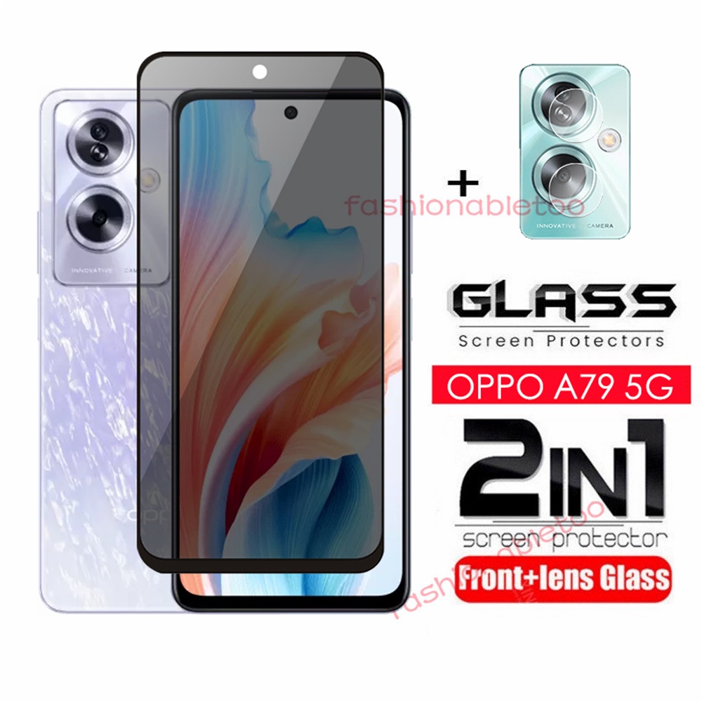 2 in 1 ฟิล์มกระจกนิรภัยกันรอยหน้าจอ กันแอบมอง เพื่อความเป็นส่วนตัว สําหรับ Oppo A79 A59 A 79 A 59 OppoA79 OppoA59 5G 2023